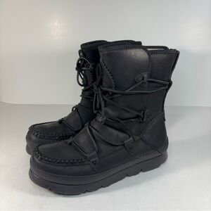 Manitobah Mukluks Pacific Black Leather Waterproof Half Winter Boots Womens 9